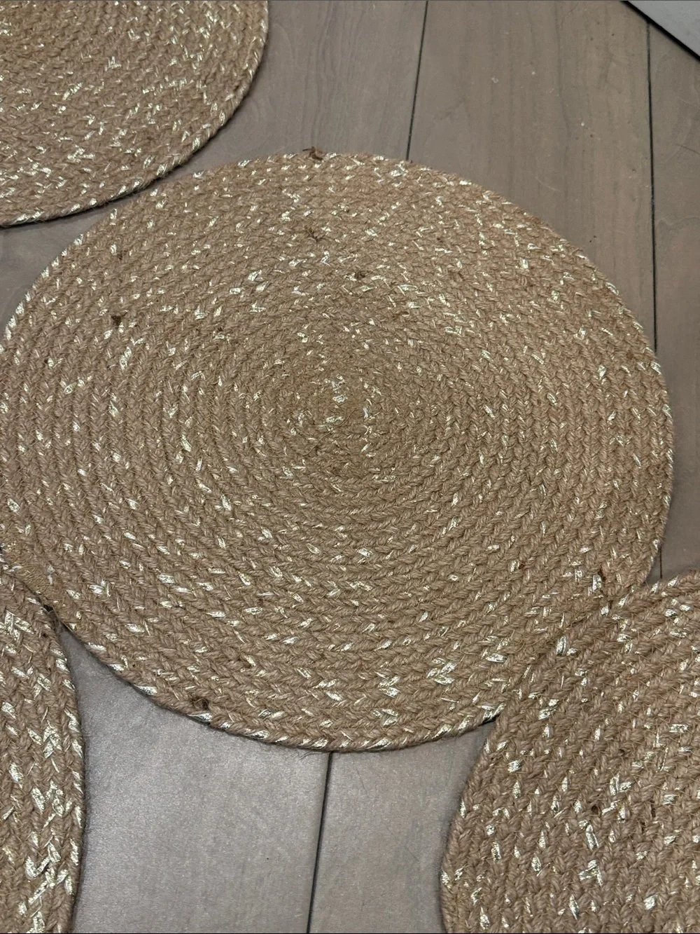 Natural Woven Round Placemats Set of 6 - Neutral Tan
